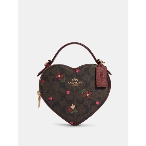 Coach Handbags - Coach Heart Shape Purse Petal Floral Crossbody Valentine’s Day